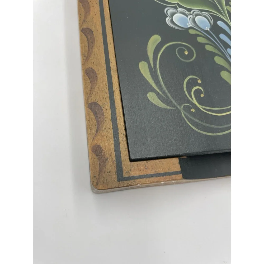 Hand Made Hand Painted  Floral Tole Folk Art Wooden Letter Box‎ Artist Signed